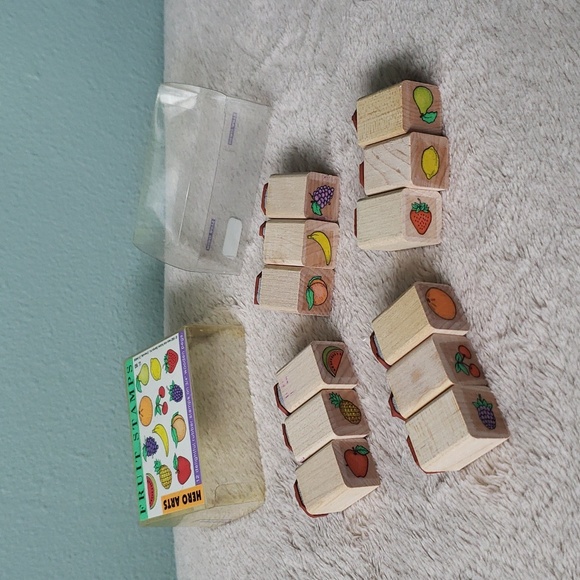 Rubber Stamp Fruit Stamps Set •12 Cullinary/Food Wooden Rubber Stamps• HERO ARTS - Picture 7 of 7